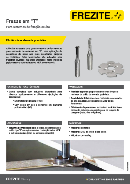 Fresas em “T” Para sistemas de fixação oculta